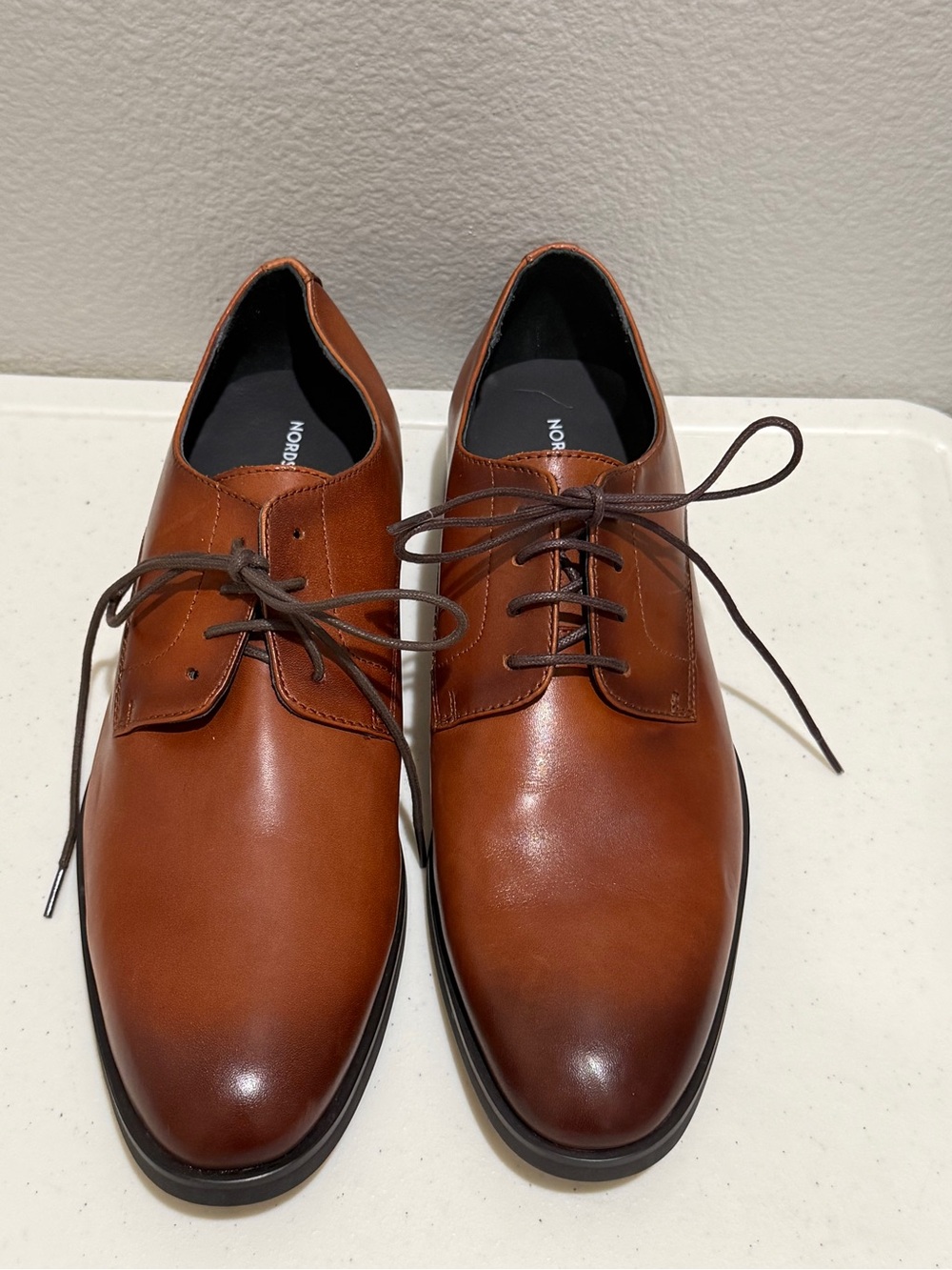 Nordstrom Men's Cognac Leather Derby Shoes Size 11 M New Dress Shoes